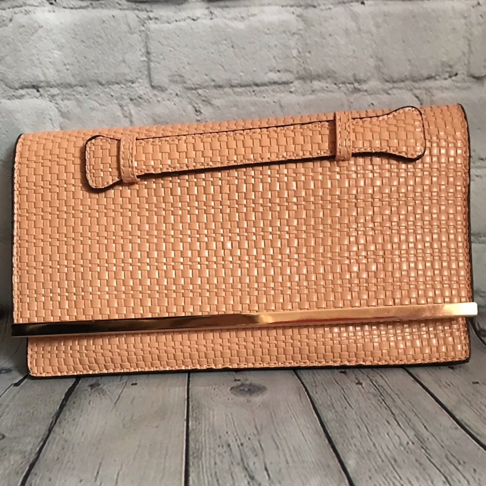 Envelope clutch Faux leather weave pattern